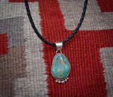 Turquoise Pendant, Sterling Silver Turquoise Pendant Navajo