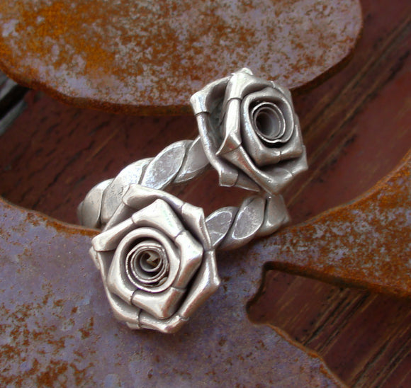 Karen Hill Tribe Adjustable Rose Ring Size 6.5 Silver Bohemian Ring