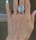 Karen Hill Tribe Fish Ring Size 7, Fine Silver Bohemian Ring