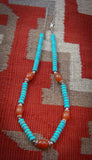 Turquoise Necklace, Navajo Turquoise Carnelian Bead Necklace