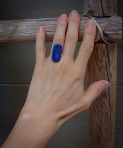 Lapis Sterling Silver Statement Ring Size 5