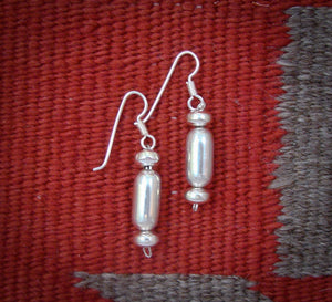 Native American Navajo Sterling Silver Bead Dangle Earrings