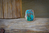Handmade Sterling Silver Chrysocolla Ring Size 8, Ring For Women 