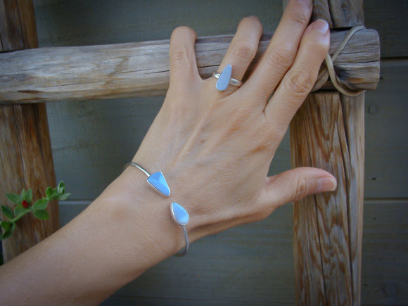 Handmade Sterling Silver Australian Opal Wire Bracelet