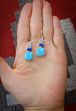 Sterling Silver Turquoise Topaz Lapis Dangle Topaz Earrings 
