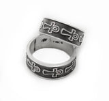 Handmade Silver Cross Band Ring Size 8