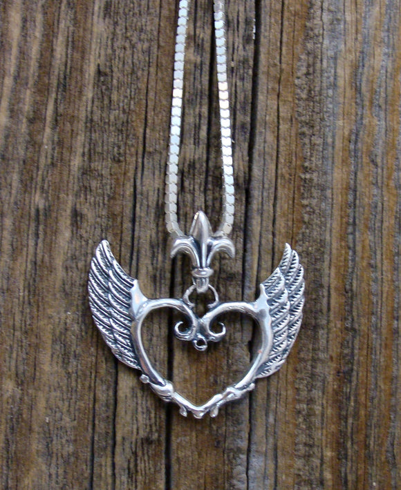 Winged Heart Sterling Silver Pendant