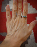 Zuni Sterling Silver Turquoise Multi Stone Silver Band Ring Size 5