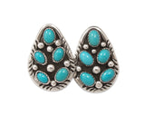 Turquoise Cluster Silver Post Earrings Navajo