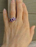 Silver Amethyst Cluster Women's Ring Size 5