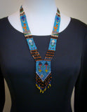 Handmade Blue Multi Bead Native Style Fringe Necklace, Guatemala
