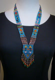 Handmade Blue Multi Bead Fringe Necklace