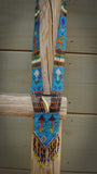 Handmade Blue Multi Bead Native Style Fringe Necklace, Made in Guatemala