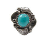 Old Navajo Turquoise Silver Ring Size 5