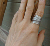 Karen Hill Tribe Sterling Silver Bohemian Wide Wrap Ring Size 6 - 7