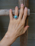Old Navajo Turquoise Silver Ring Size 5