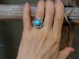 Old Navajo Turquoise Silver Ring Size 5
