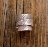 Karen Hill Tribe Sterling Silver Bohemian Wide Wrap Ring Size 6 - 7
