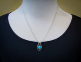 Native American Navajo Silver Turquoise Pendant and Free Chain