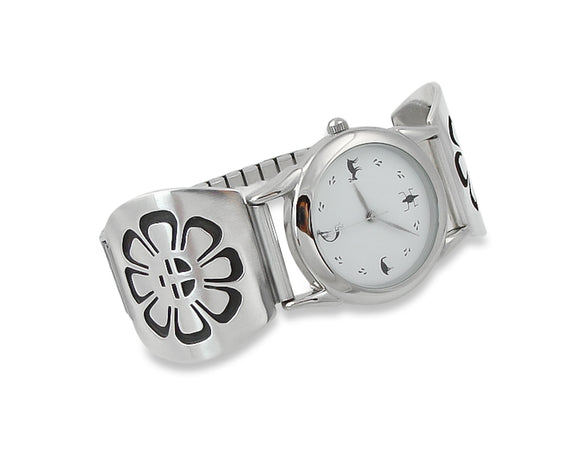 Men's Handmade Sterling Silver Hopi Sunface Silver Vintage Watch