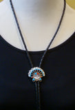 Zuni Headdress Turquoise Multi Inlay Bolo Tie