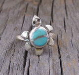 Old Zuni Turquoise Turtle Silver Ring Size 6