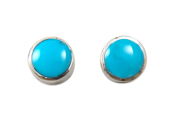 Turquoise Post Silver Earrings Women's