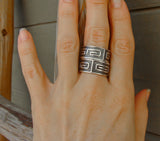 Sterling Silver Greek Key Wedding Band Ring