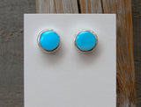 Turquoise Post Silver Earrings Women's