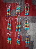 Native American Turquoise Multi Bead Dangle Earrings