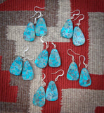 Turquoise Slab Dangle Earrings, Native American Navajo