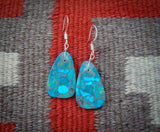 Turquoise Slab Dangle Earrings, Native American Navajo