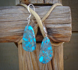 Turquoise Slab Dangle Earrings, Native American Navajo