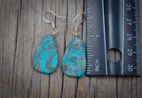 Turquoise Slab Dangle Earrings, Native American Navajo