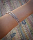 Native American Navajo Sterling Silver Rope Twist Bangle Bracelet