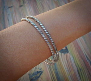 Sterling Silver Rope Twist Bangle Bracelet