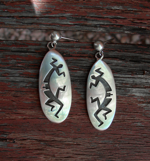 Hopi Silver Gecko Post Dangle Earrings