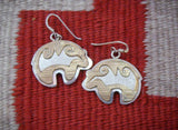Vintage Navajo 12KGF Sterling Silver Bear Fetish Dangle Earrings