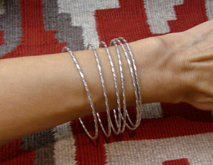 Native American Navajo Sterling Silver Rope Twist Bangle Bracelet 