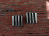 Native American Navajo Sterling Silver Square Track Clip On Earrings