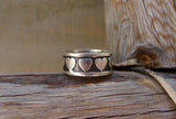 Handmade Sterling Silver Heart Wedding Band Ring Size 7