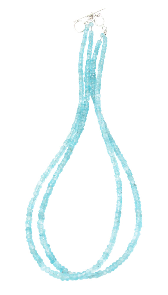 Silver Blue Topaz Double Strand Necklace