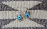 Native American Silver Turquoise Leaf Dangle Earrings