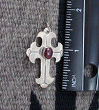 Native American Silver Garnet Cross Dangle Earrings