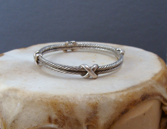 Sterling Silver Double Rope Bangle Bracelet, Mexico