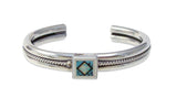 Navajo Heavy Gauge Silver Turquoise Inlay Cuff Bracelet