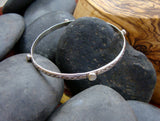 Native American Silver Mother of Pearl Bangle Bracelet