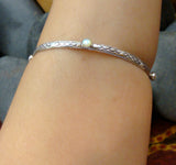 Silver Mother of Pearl Bangle Bracelet 