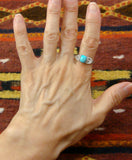 Unisex Native American Sterling Silver Turquoise Ring Size 8.5 & 9