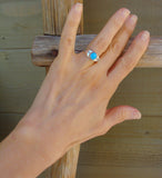 Native American Unisex Silver Turquoise Band Ring Size 9